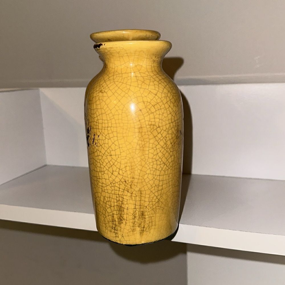 Vintage Triple Vase Decor Crackled Gold Brown Distressed - Picture 4 of 6